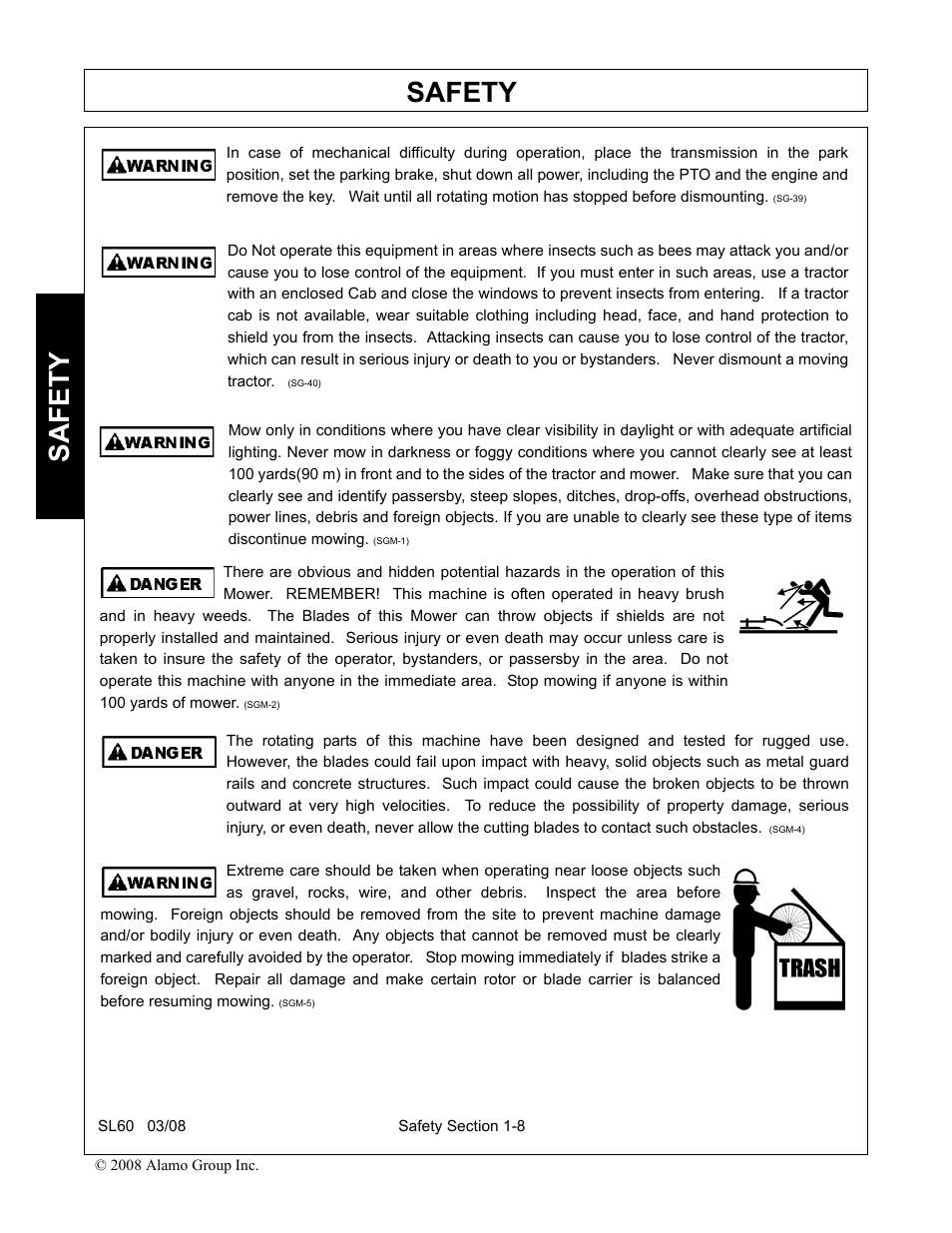 Safety | Alamo SL60 User Manual | Page 14 / 126