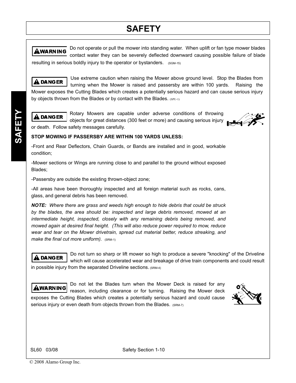 Safety | Alamo SL60 User Manual | Page 16 / 126