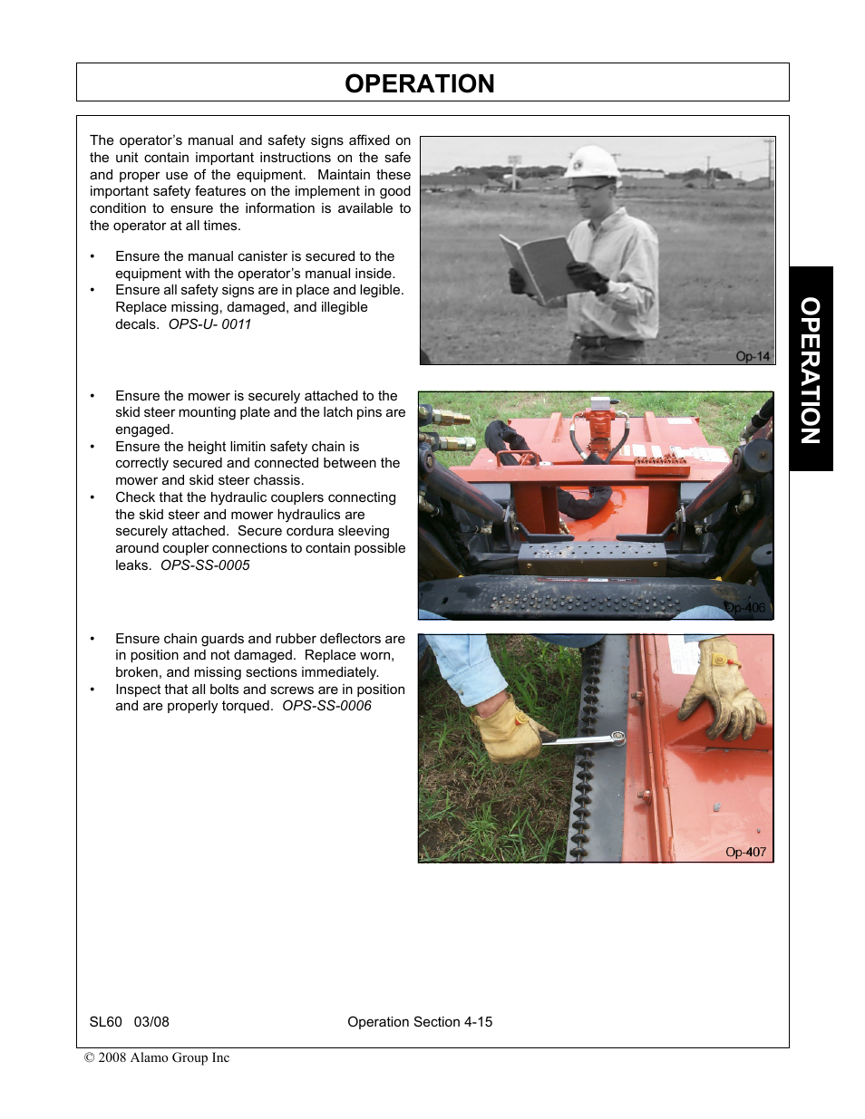 Operation, Opera t ion | Alamo SL60 User Manual | Page 99 / 126