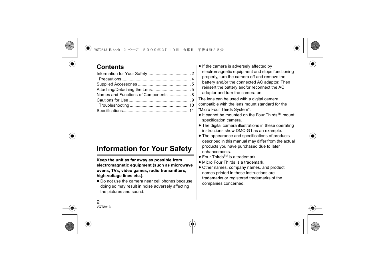 Panasonic HFS014045 User Manual | Page 2 / 72