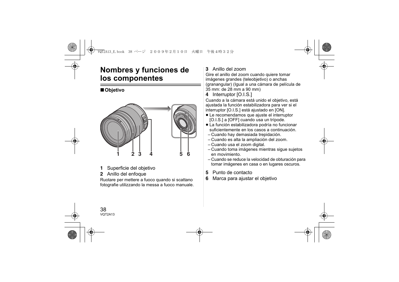 Nombres y funciones de los componentes | Panasonic HFS014045 User Manual | Page 38 / 72