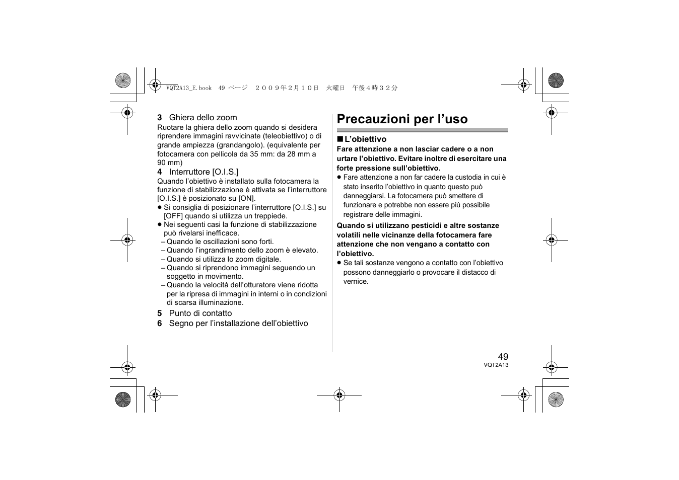 Precauzioni per l’uso | Panasonic HFS014045 User Manual | Page 49 / 72