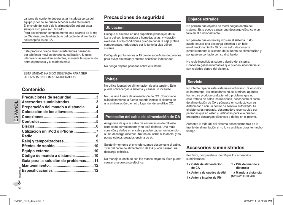 Panasonic SCPM500 User Manual | Page 36 / 80