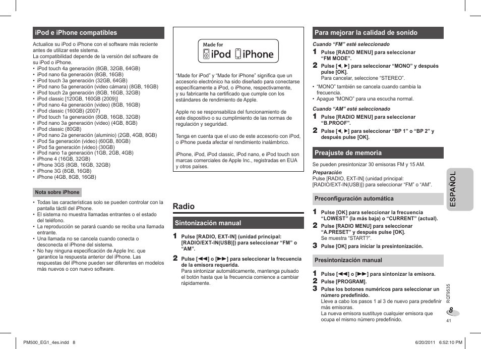 Radio | Panasonic SCPM500 User Manual | Page 41 / 80