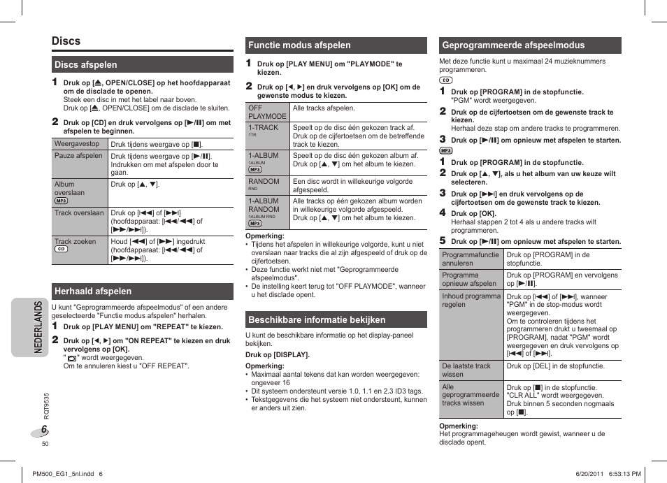 Discs | Panasonic SCPM500 User Manual | Page 50 / 80