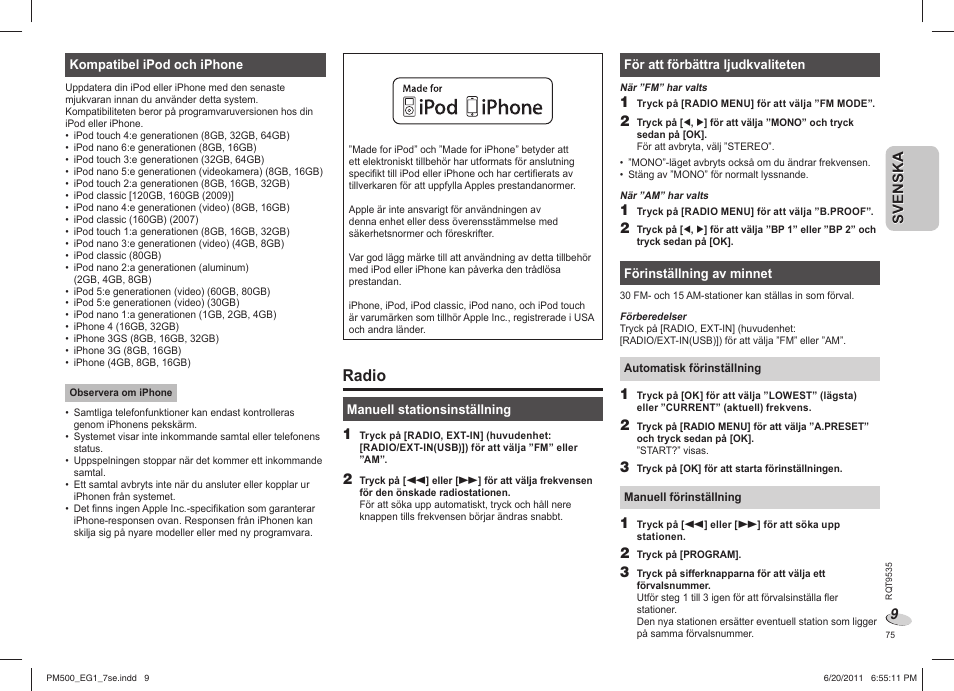 Radio | Panasonic SCPM500 User Manual | Page 75 / 80