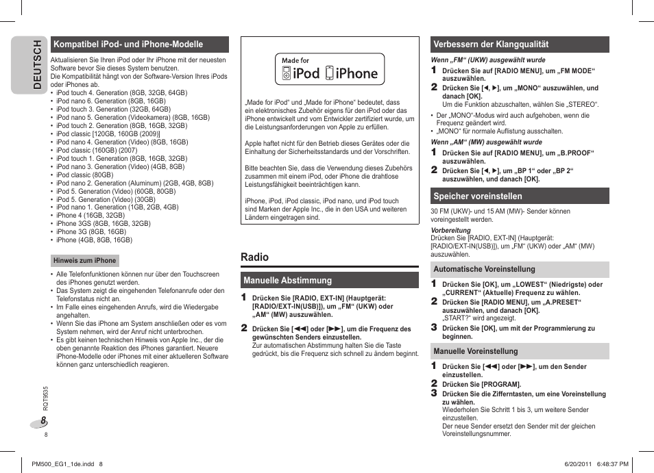 Radio | Panasonic SCPM500 User Manual | Page 8 / 80