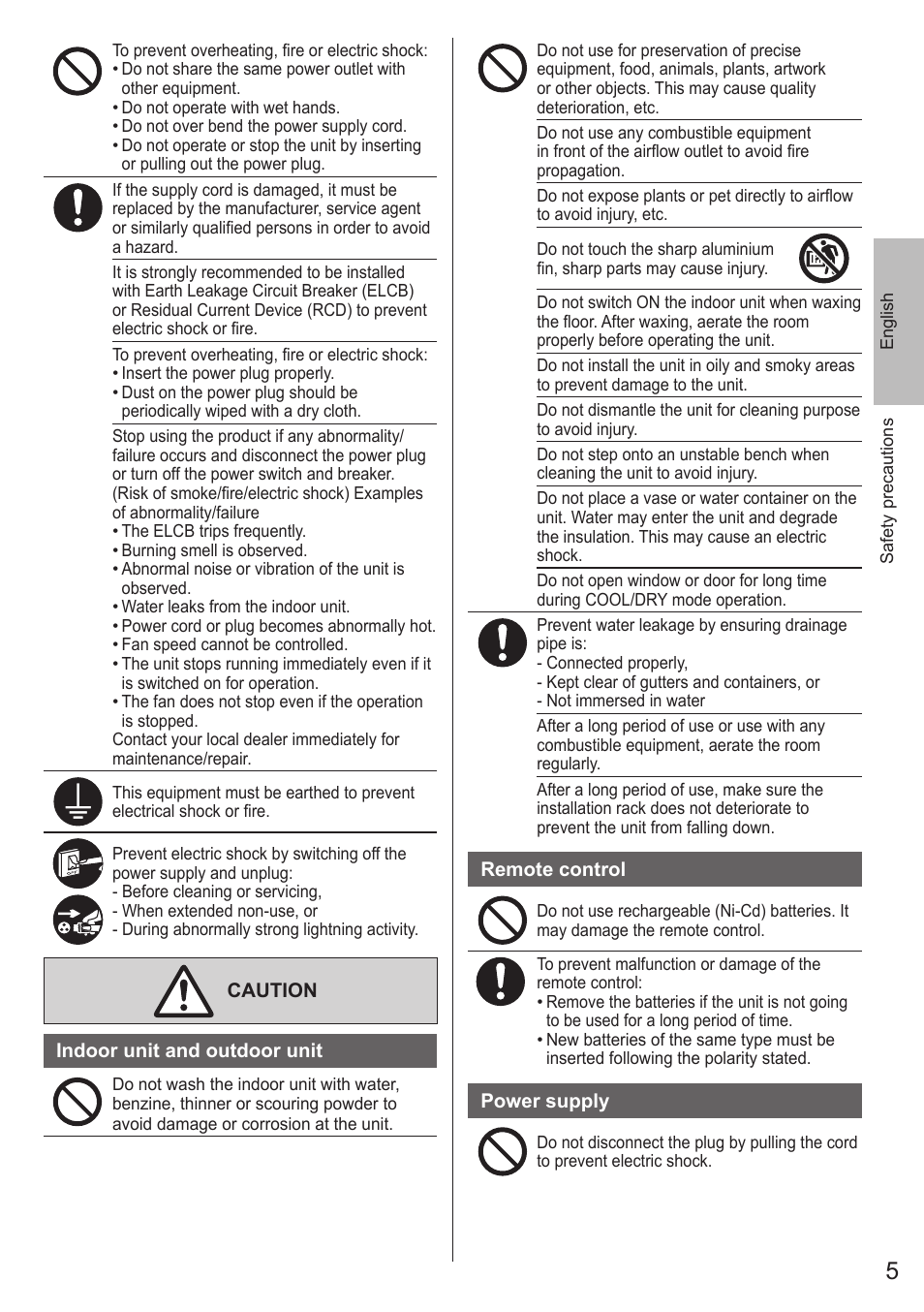 Panasonic CUE28PKE User Manual | Page 5 / 64