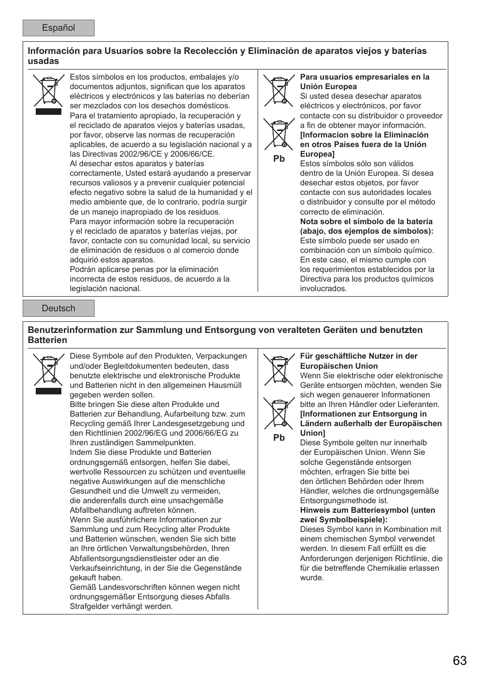 Panasonic CUE28PKE User Manual | Page 63 / 64