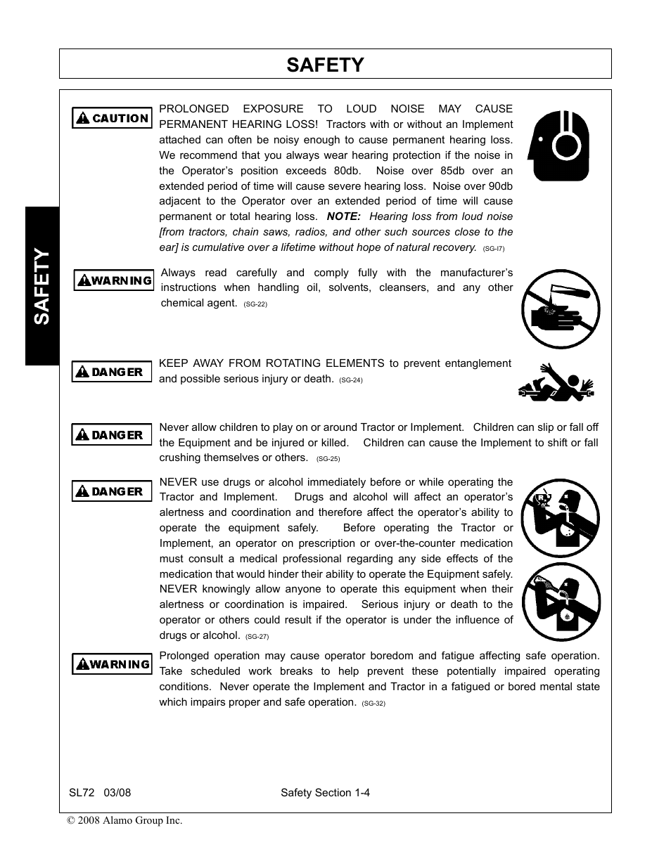 Safety | Alamo SL72 User Manual | Page 10 / 122