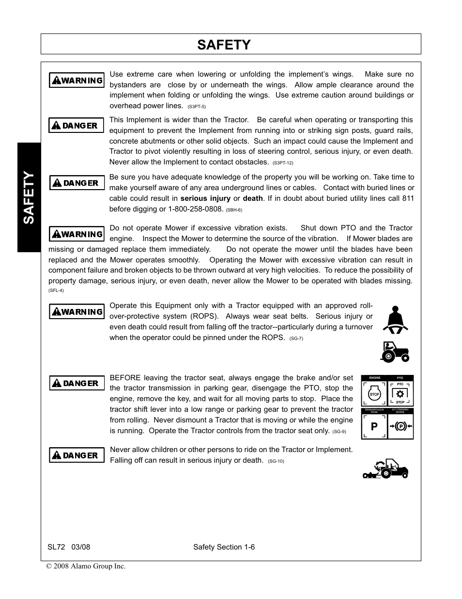 Safety | Alamo SL72 User Manual | Page 12 / 122