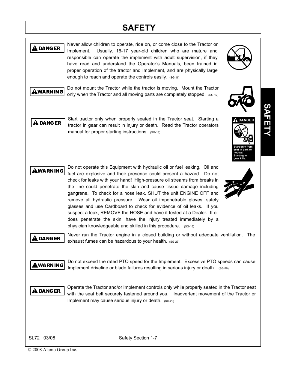 Safety | Alamo SL72 User Manual | Page 13 / 122