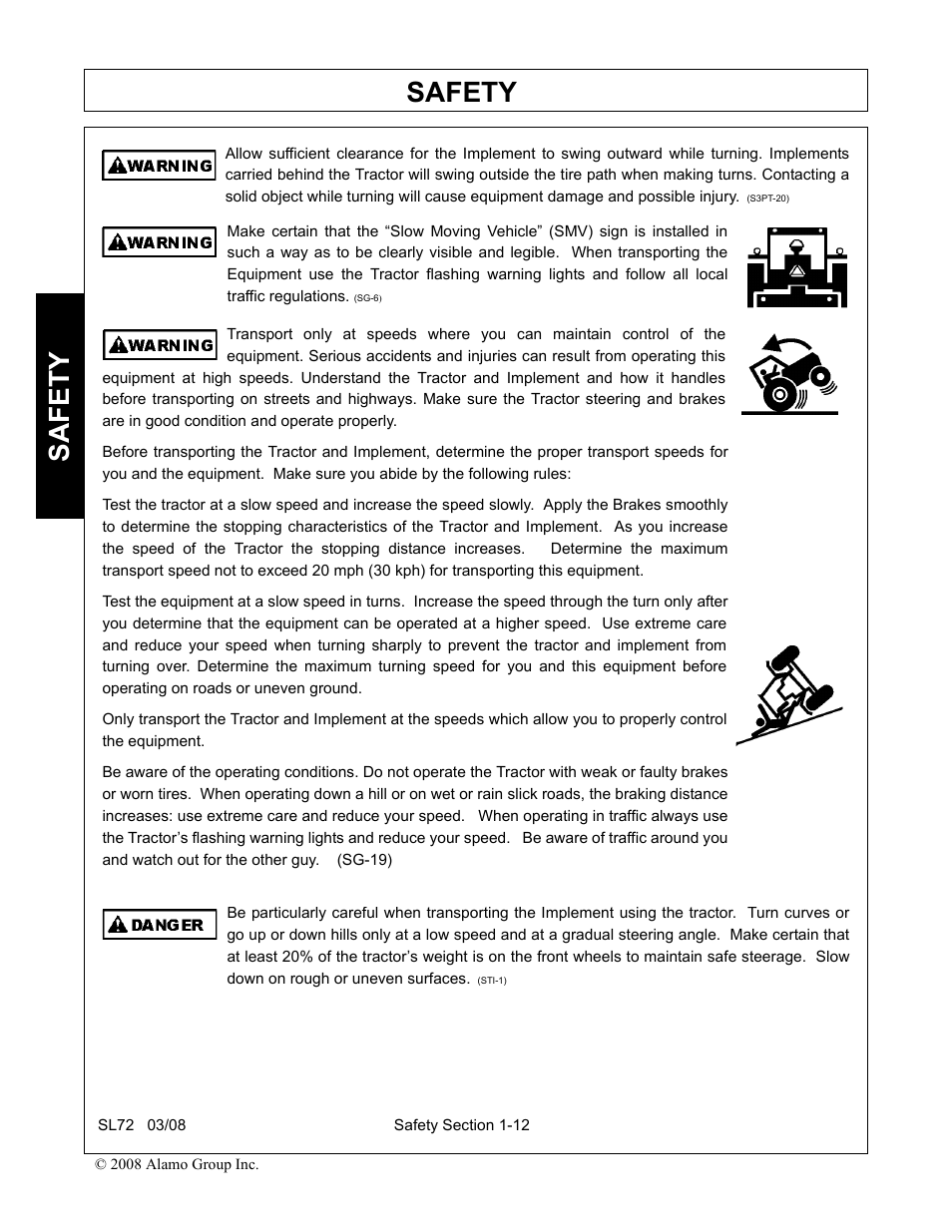 Safety | Alamo SL72 User Manual | Page 18 / 122