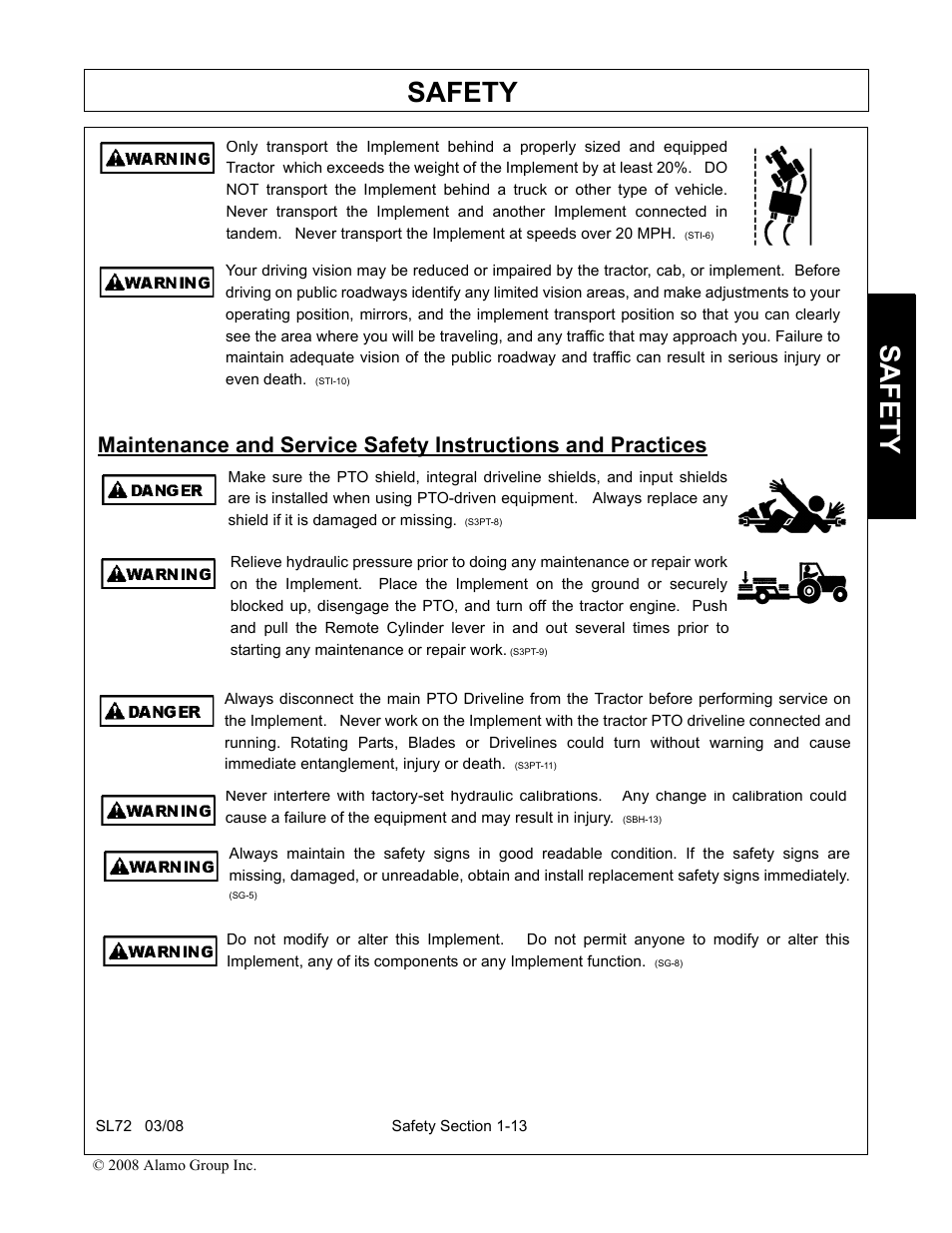 Safety | Alamo SL72 User Manual | Page 19 / 122