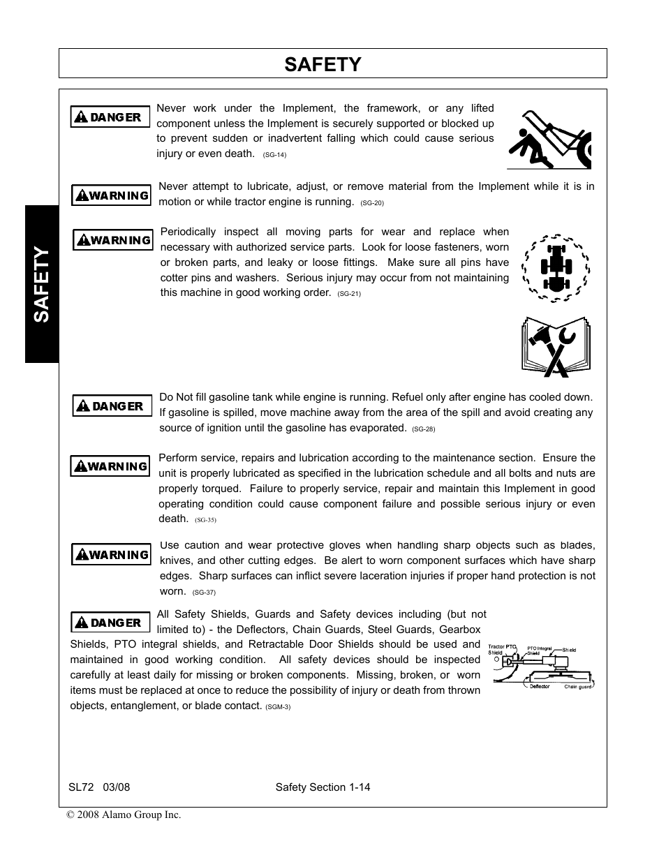 Safety | Alamo SL72 User Manual | Page 20 / 122