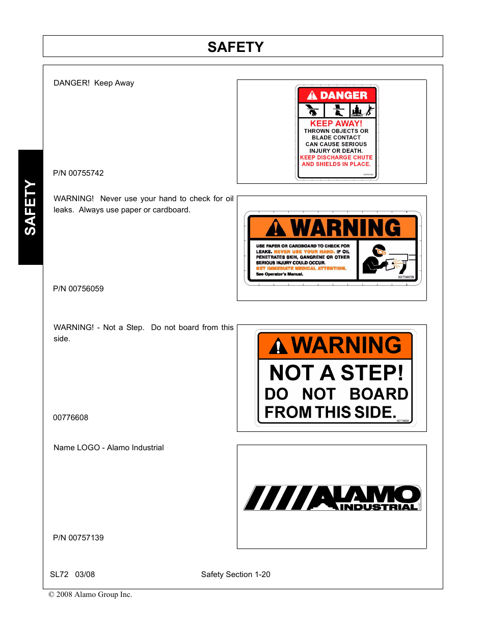 Safety | Alamo SL72 User Manual | Page 26 / 122