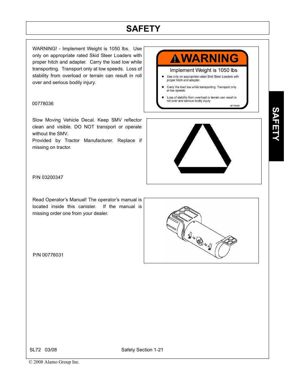 Safety | Alamo SL72 User Manual | Page 27 / 122
