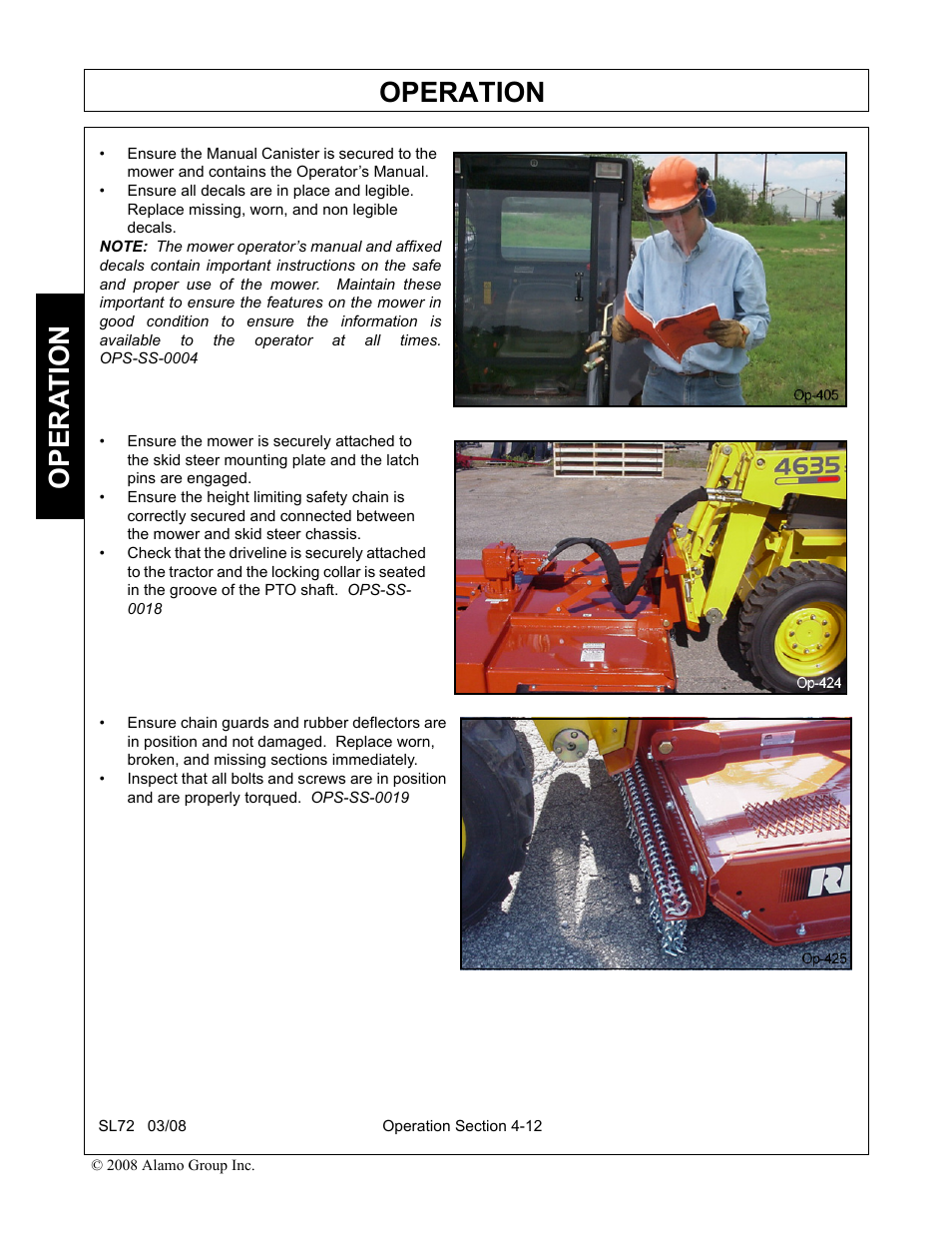 Operation, Opera t ion | Alamo SL72 User Manual | Page 94 / 122