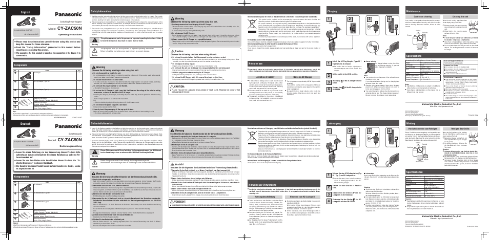 Panasonic CYZAC50N User Manual | 2 pages