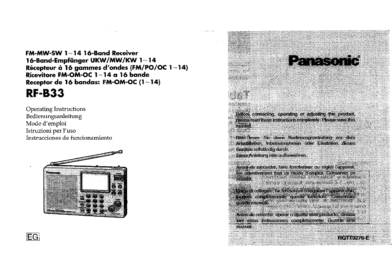 Panasonic RFB33 User Manual | 79 pages