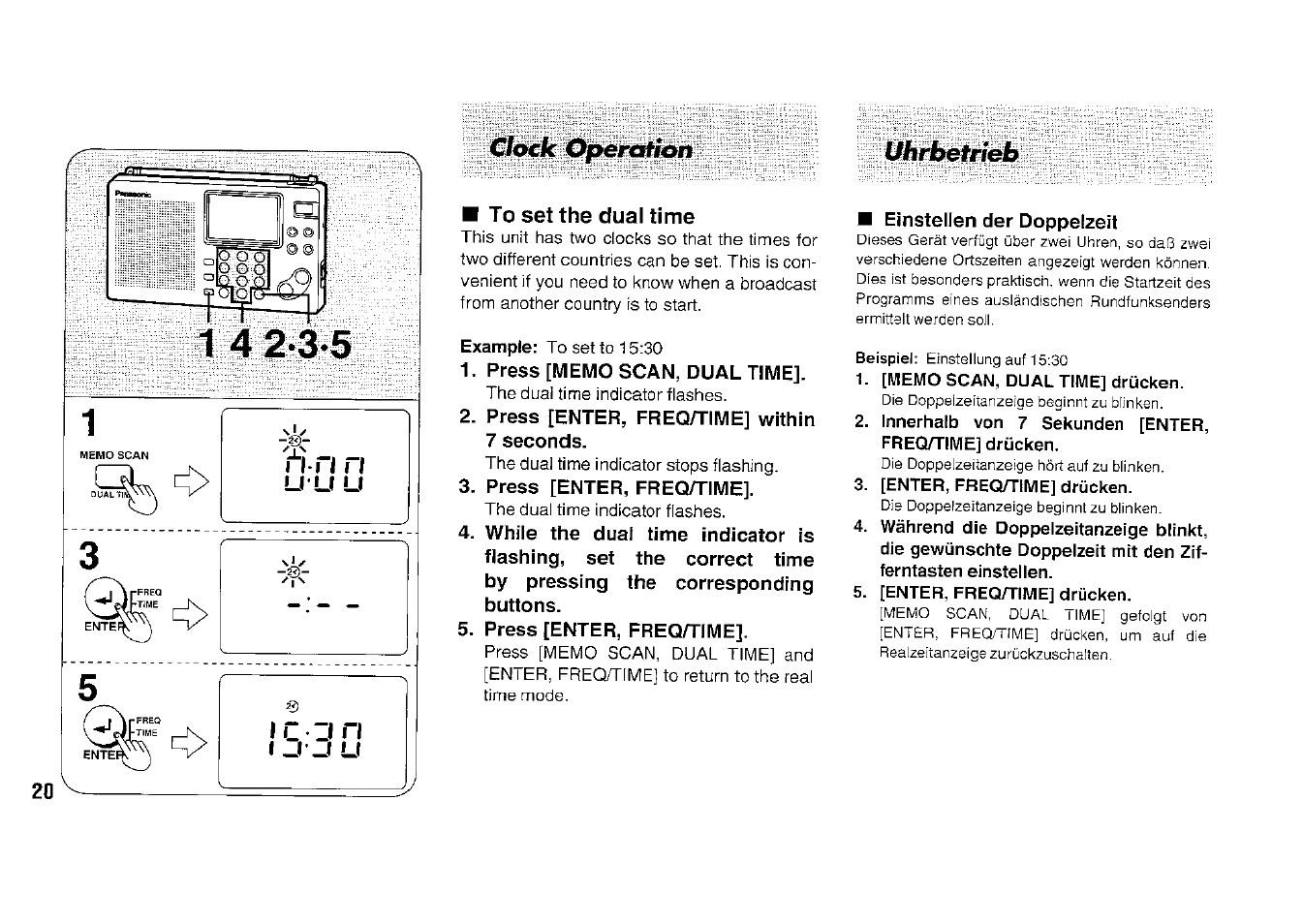 U u li, I cd n i «l *_l u, To set the dual time | Panasonic RFB33 User Manual | Page 20 / 79