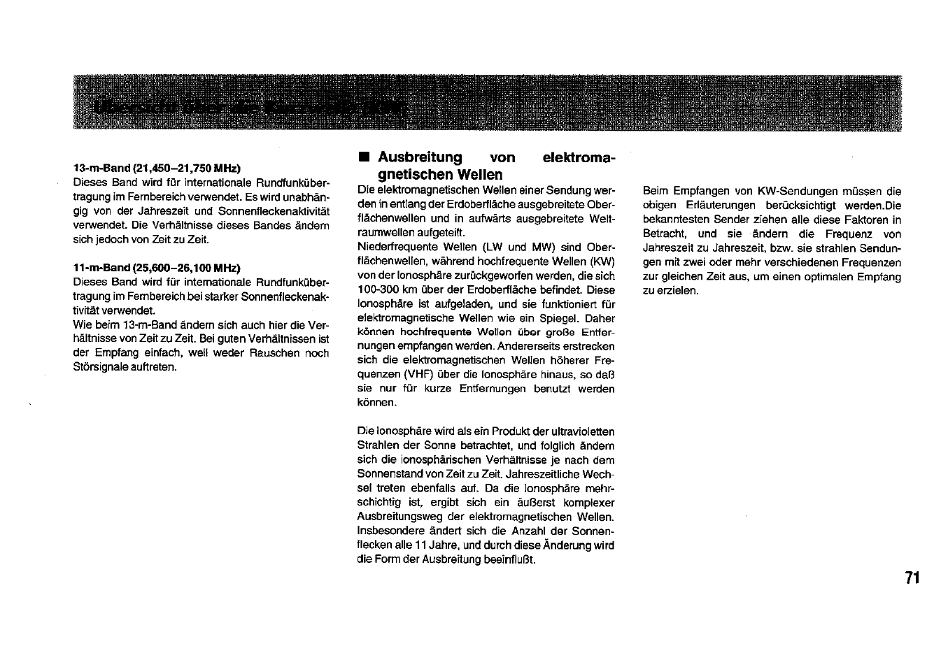 Ausbreitung von elektromagnetischen wellen, Ausbreitung von elektroma­ gnetischen wellen | Panasonic RFB33 User Manual | Page 71 / 79