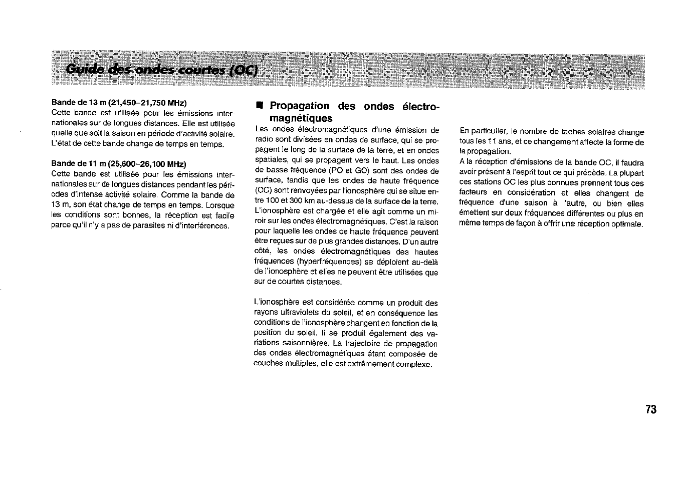 Propagation des ondes électromagnétiques, Guide des | Panasonic RFB33 User Manual | Page 73 / 79
