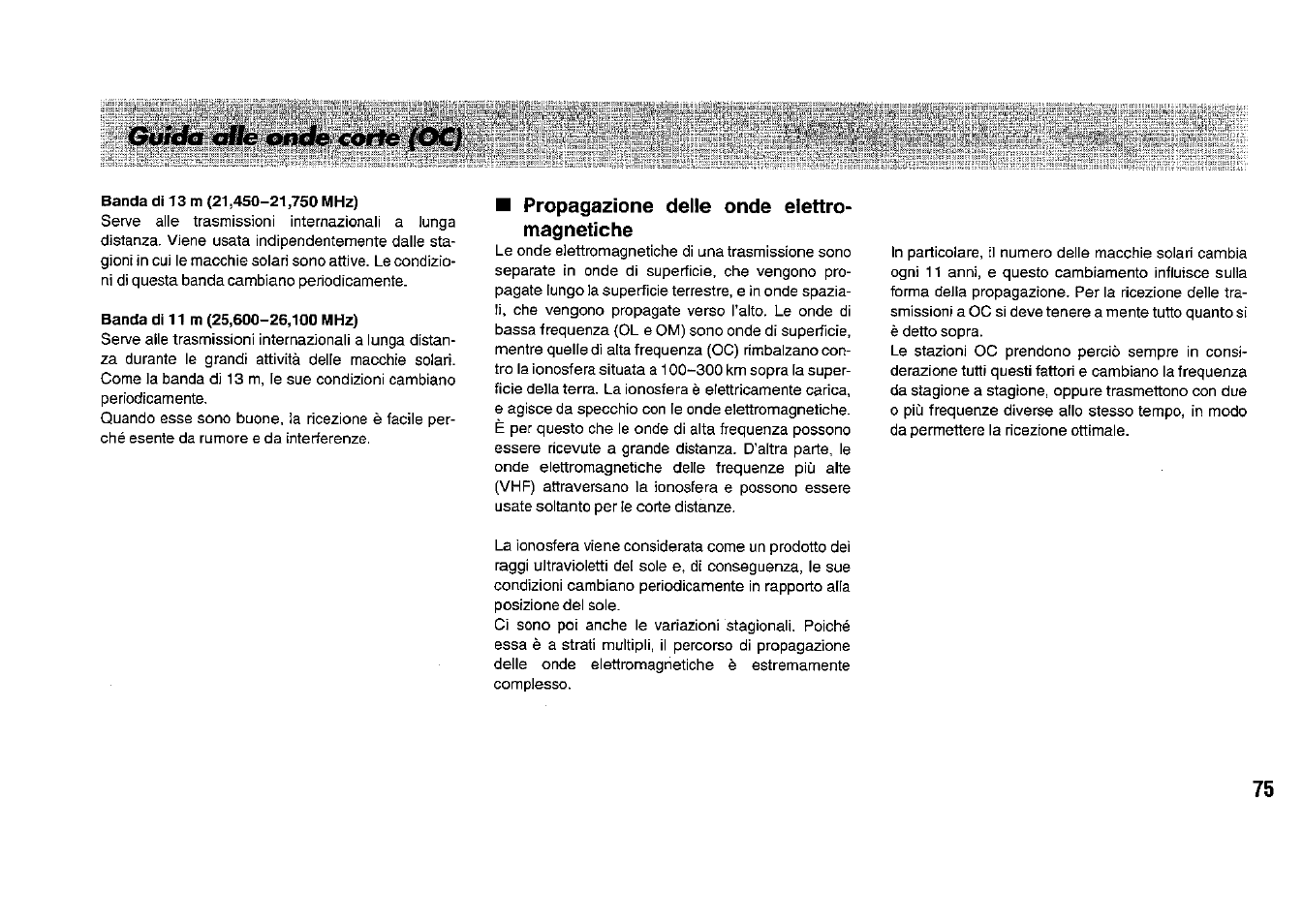 Propagazione delle onde elettromagnetiche, Propagazione delle onde elettro­ magnetiche | Panasonic RFB33 User Manual | Page 75 / 79