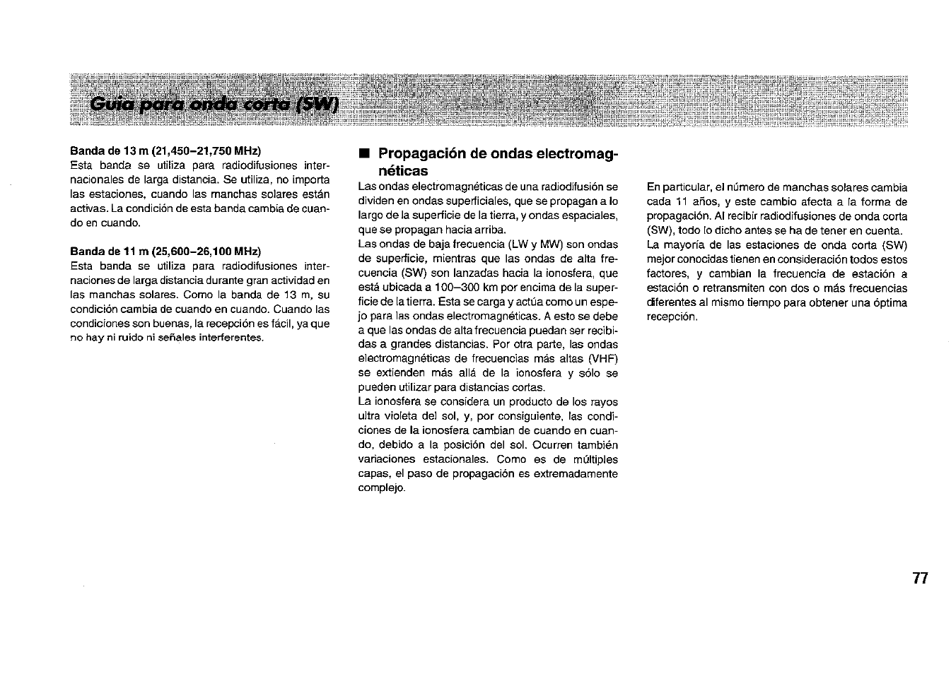 Propagación de ondas electromagnéticas, Propagación de ondas electromag­ néticas | Panasonic RFB33 User Manual | Page 77 / 79