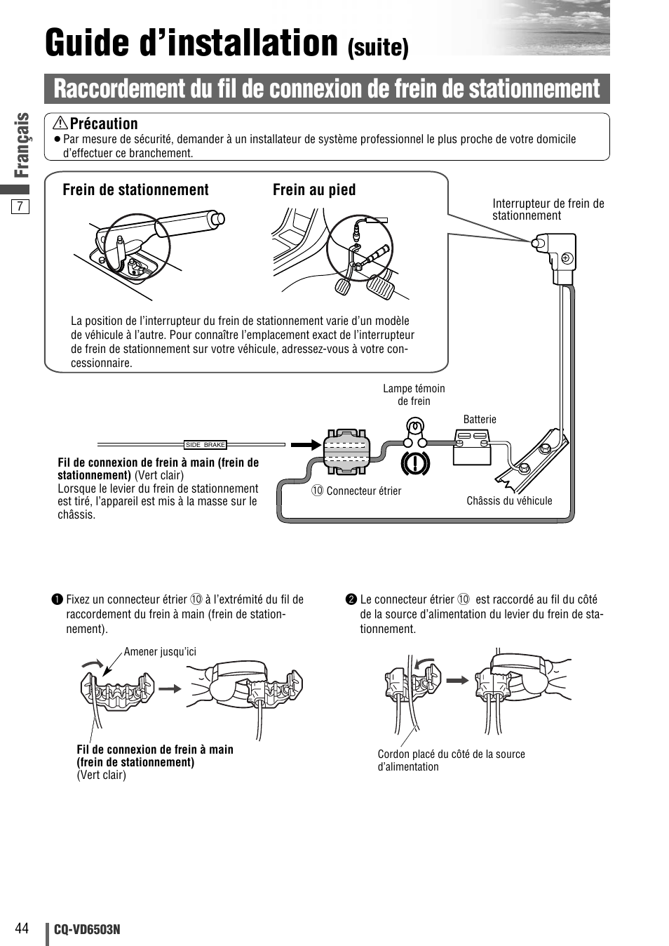 Guide d’installation, Suite), Français | Panasonic CQVD6503N User Manual | Page 64 / 100
