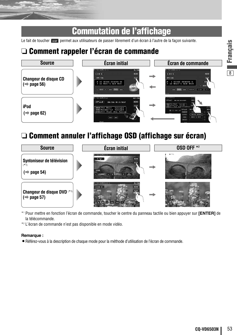 Commutation de l’affichage, Français | Panasonic CQVD6503N User Manual | Page 85 / 100