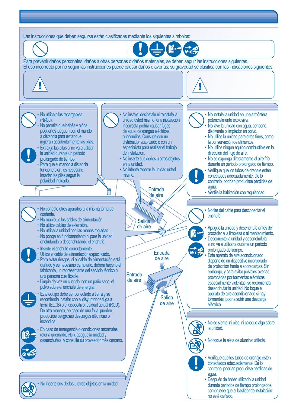 Precauciones de seguridad | Panasonic KITE21JD3EA User Manual | Page 14 / 56