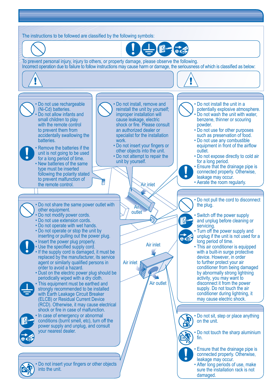 Safety precautions | Panasonic KITE21JD3EA User Manual | Page 2 / 56