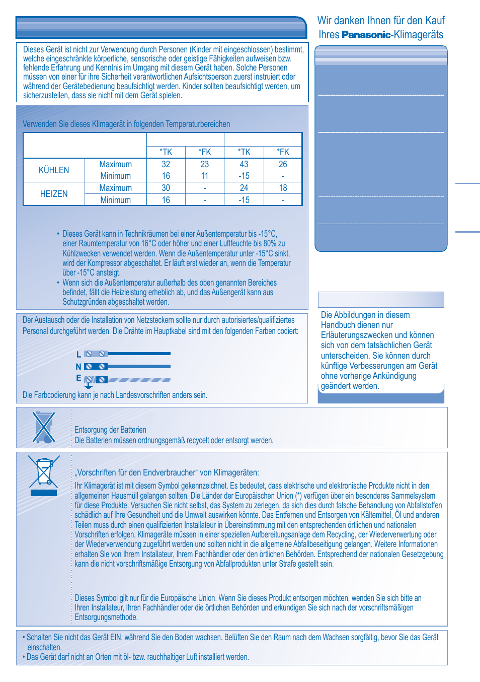 Bestimmungen und vorschriften, Wir danken ihnen für den kauf ihres -klimageräts | Panasonic KITE21JD3EA User Manual | Page 21 / 56