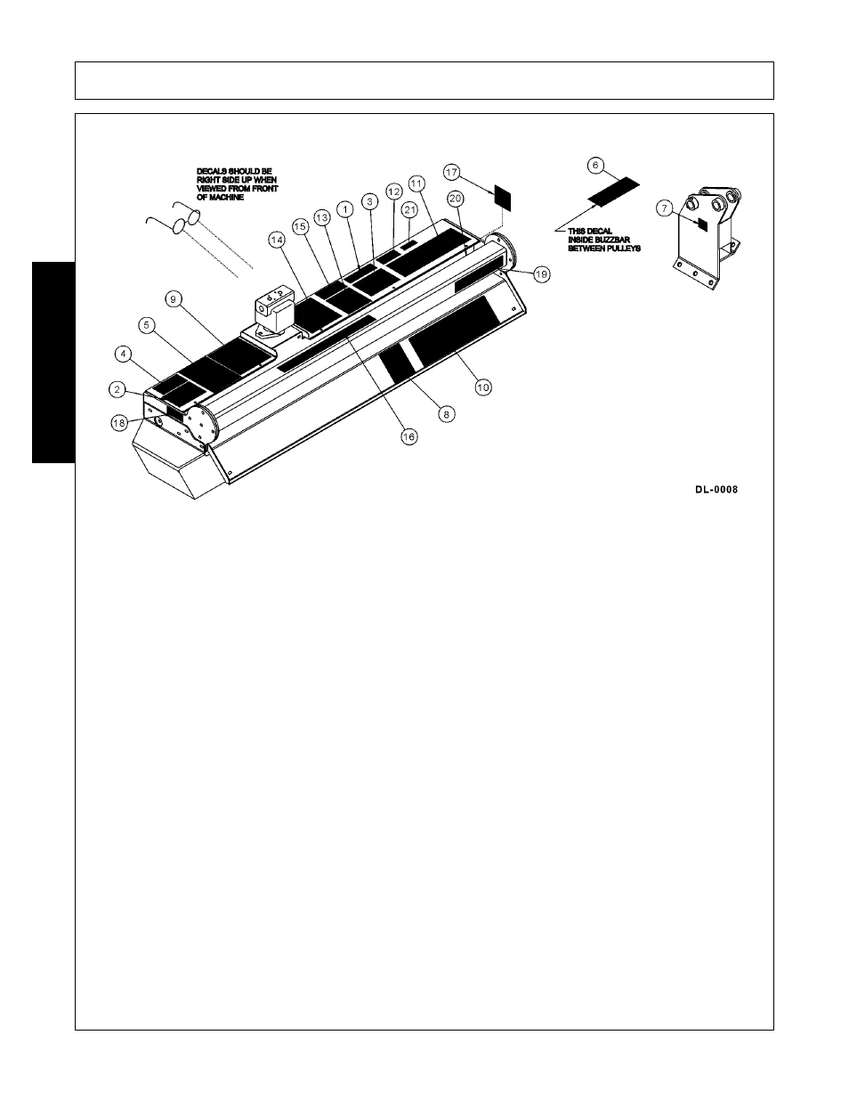 00758194 1 warning v-belt pinch, 00769736 1 warning use/repair shields, 00769737 1 danger cutting blades | 02925100 1 caution genuine parts, 02958241 1 danger operator safety, 02962764 1 danger pinch point, 00756004 1 danger guard missing, 02965262 1 danger leak/hose burst, 02967827 1 danger multi hazard rotary, 00757139 1 logo alamo by terrain king | Alamo FC-0001 User Manual | Page 32 / 178