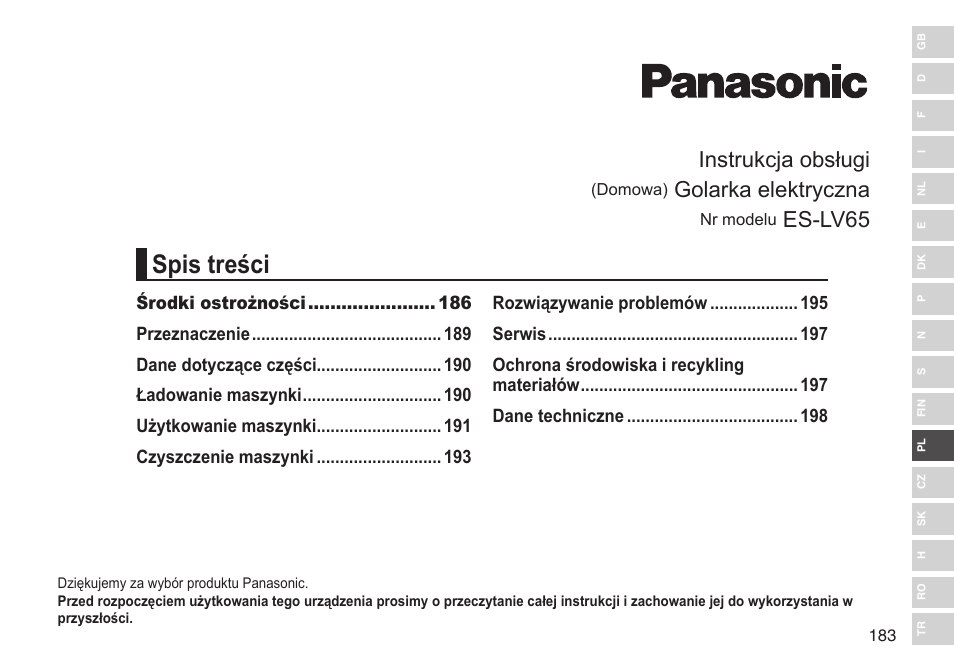 Panasonic ESLV65 User Manual | Page 183 / 282