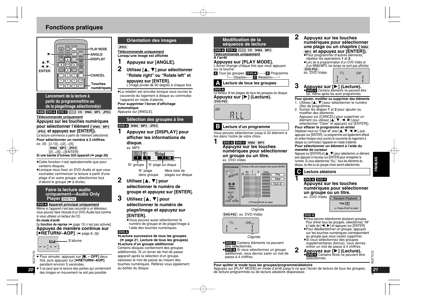 A] [b, Fonctions pratiques | Panasonic DVDLS5 User Manual | Page 28 / 37