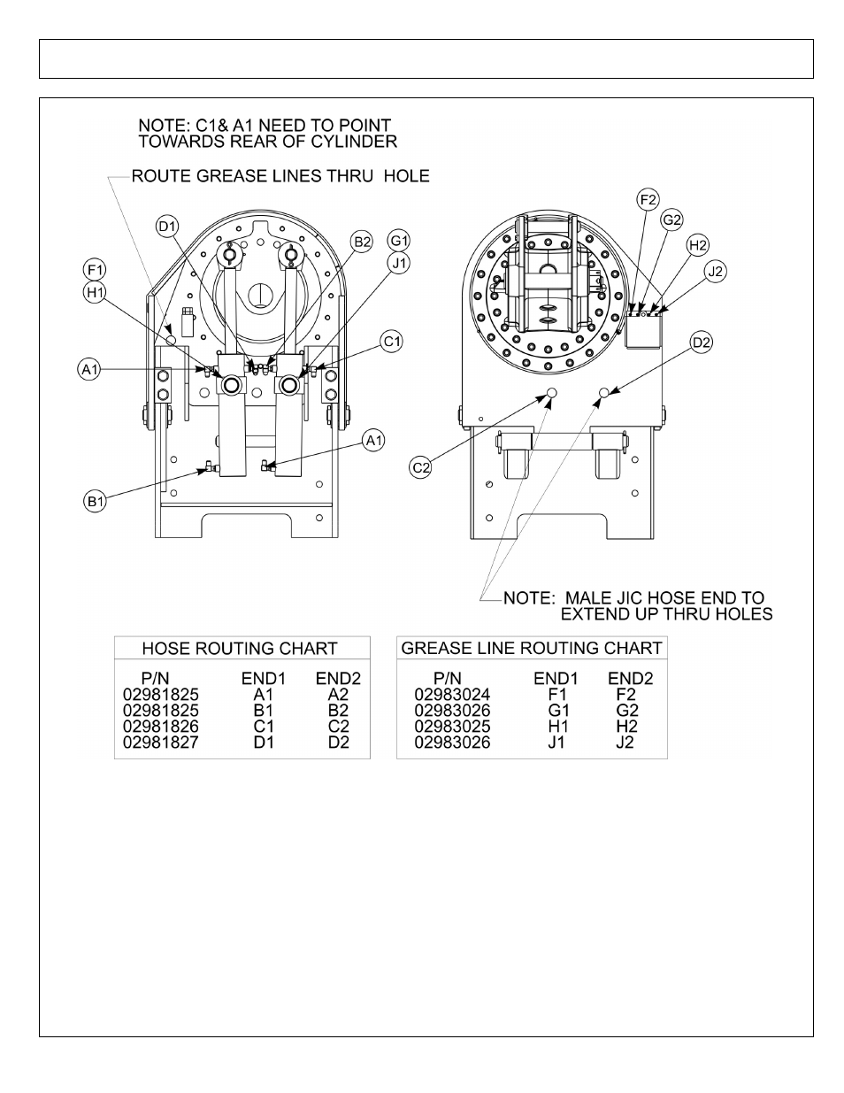 Hyd hose routing - swing cyl - 24-30 ft boom | Alamo Maverick 02981992P User Manual | Page 146 / 176