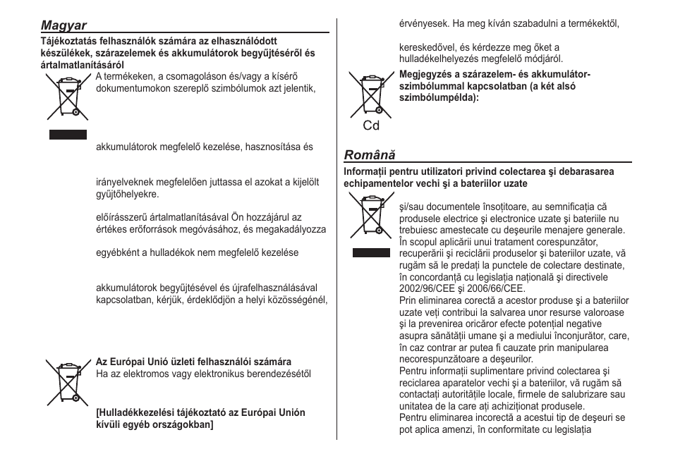 Magyar, Română | Panasonic ER1511 User Manual | Page 100 / 104