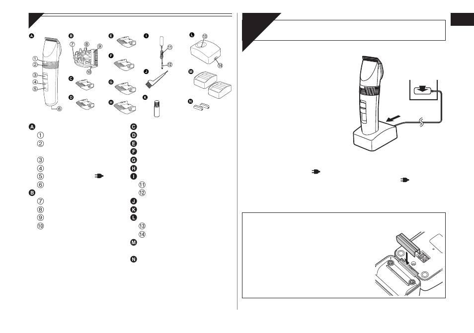 Char ge, Charging the hair clipper | Panasonic ER1511 User Manual | Page 3 / 104