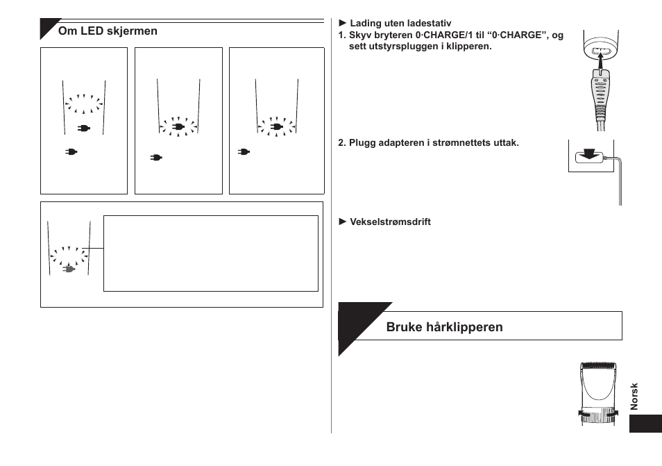 Klippe, Bruke hårklipperen | Panasonic ER1511 User Manual | Page 47 / 104