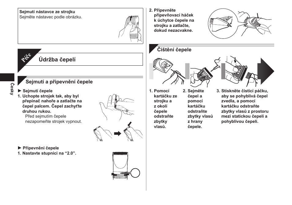 Péče, Údržba čepelí | Panasonic ER1511 User Manual | Page 68 / 104