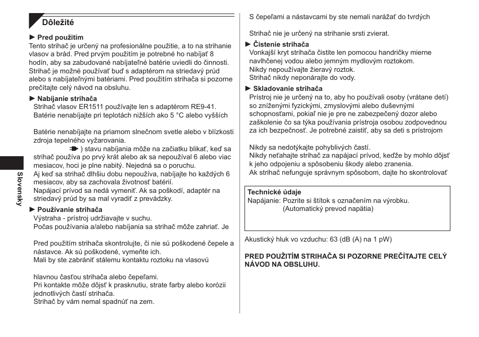 Panasonic ER1511 User Manual | Page 70 / 104