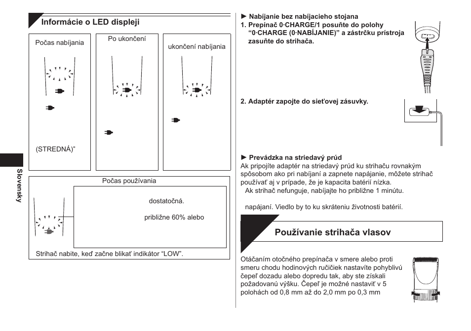 Strihanie, Používanie strihača vlasov | Panasonic ER1511 User Manual | Page 72 / 104