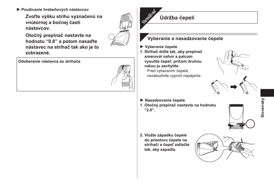 Star ostlivosť | Panasonic ER1511 User Manual | Page 73 / 104