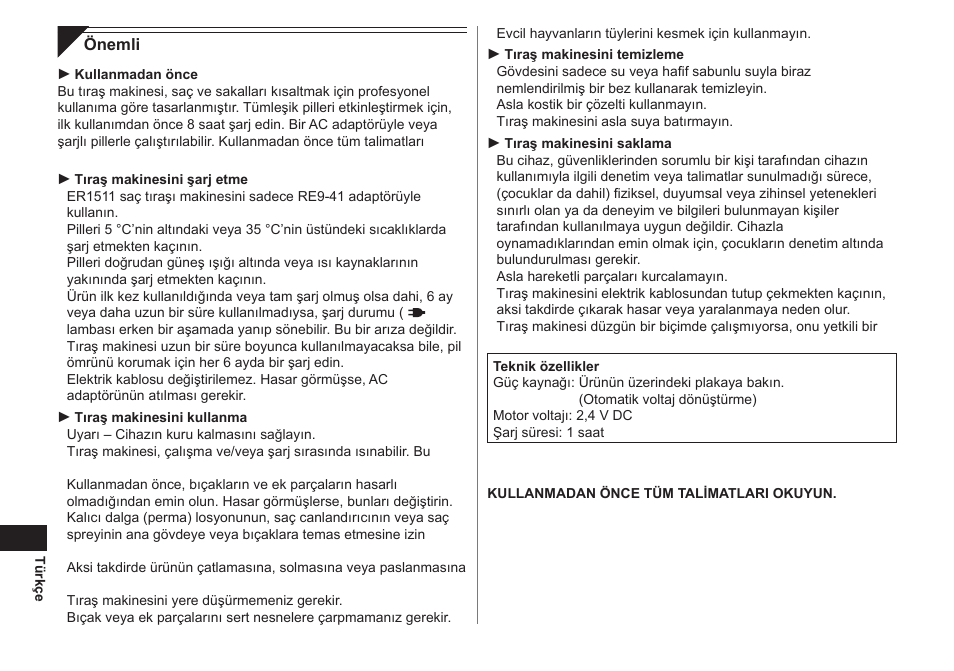 Panasonic ER1511 User Manual | Page 86 / 104