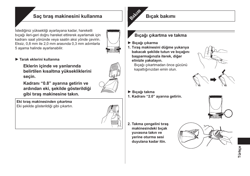 Bakım | Panasonic ER1511 User Manual | Page 89 / 104