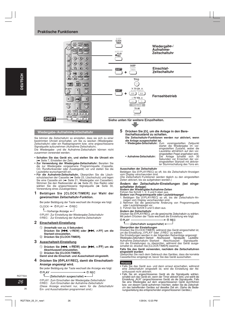 Shift, Praktische funktionen | Panasonic SCPM39D User Manual | Page 26 / 104