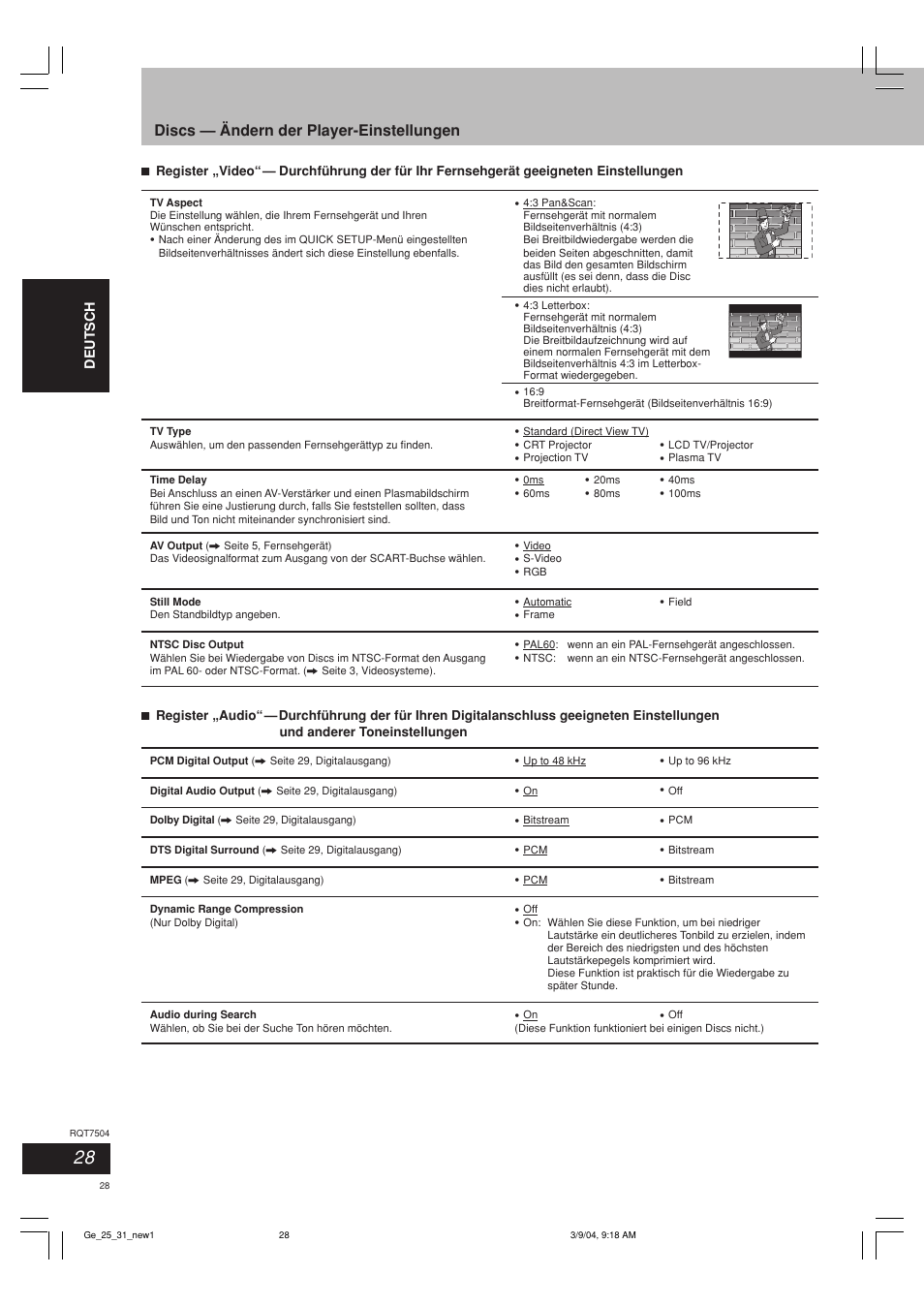 Discs — ändern der player-einstellungen | Panasonic SCPM39D User Manual | Page 28 / 104