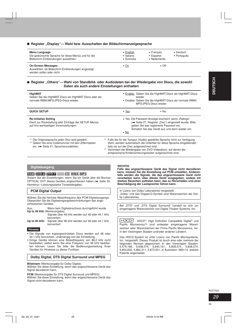 Panasonic SCPM39D User Manual | Page 29 / 104